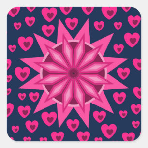LIEBE VALENTINE, GEBURTSTAGSGESCHENKE MIT HERZEN QUADRATISCHER AUFKLEBER