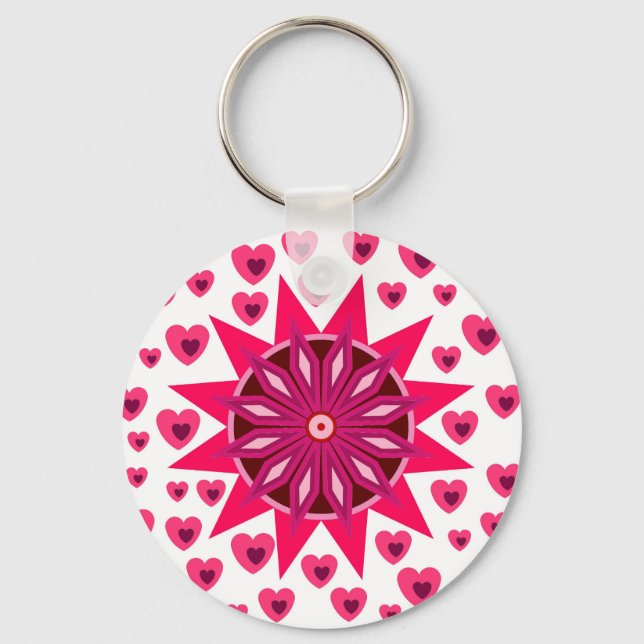 LIEBE VALENTINE PARTY MIT HERZ BLUME GIFT TASTE SCHLÜSSELANHÄNGER (Vorderseite)