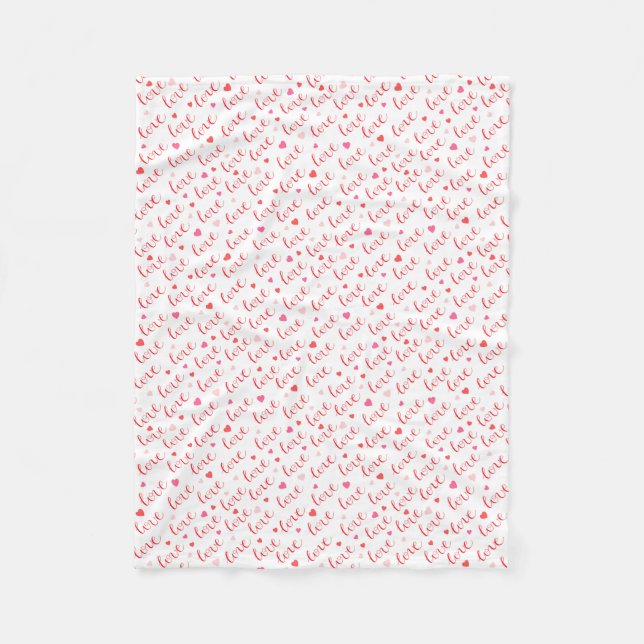 Liebe Valentine Pink Rote Herzen Fleecedecke (Vorderseite)