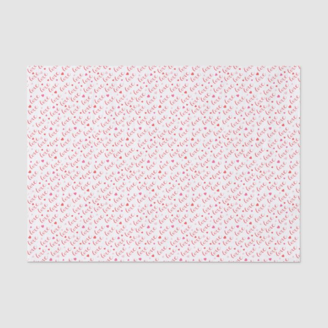 Liebe Valentine Pink Rote Herzen Seidenpapier (Vorderseite)