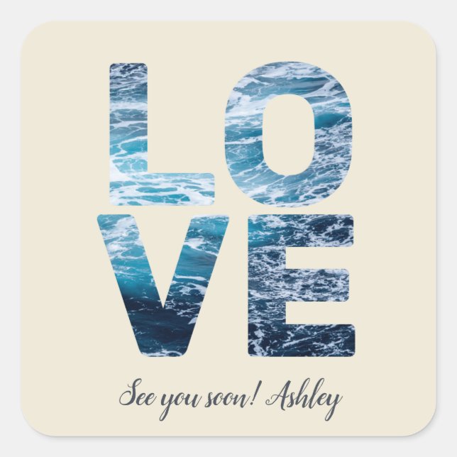 LIEBE Valentine Thema individuell anpassbare Foto  Quadratischer Aufkleber (Vorderseite)