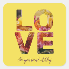 LIEBE Valentine Thema individuell anpassbares Foto Quadratischer Aufkleber