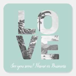 LIEBE Valentine Theme Anpassbare Foto Muster Quadratischer Aufkleber