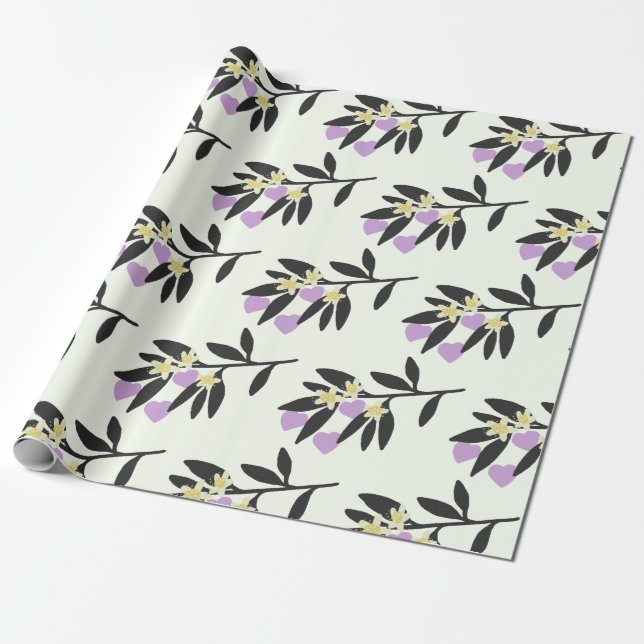 Liebe Valentine's Day Hearts Branch Blume Muster Geschenkpapier (Ungerollt)