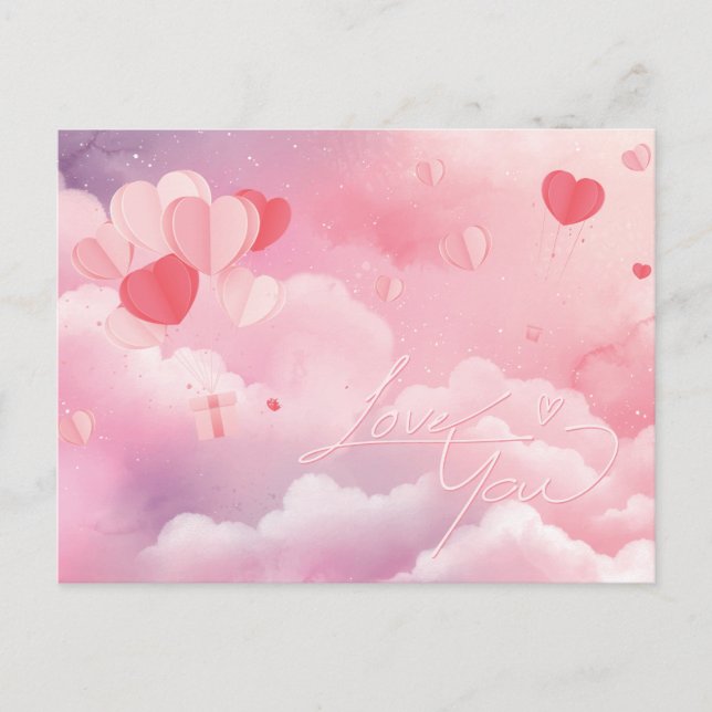 Liebe Valentines Zucker Wolken Urlaub Postkarte (Vorderseite)