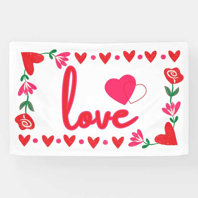 Liebe Valentinstag 2.5x4 Vinyl Banner (Horizontal)