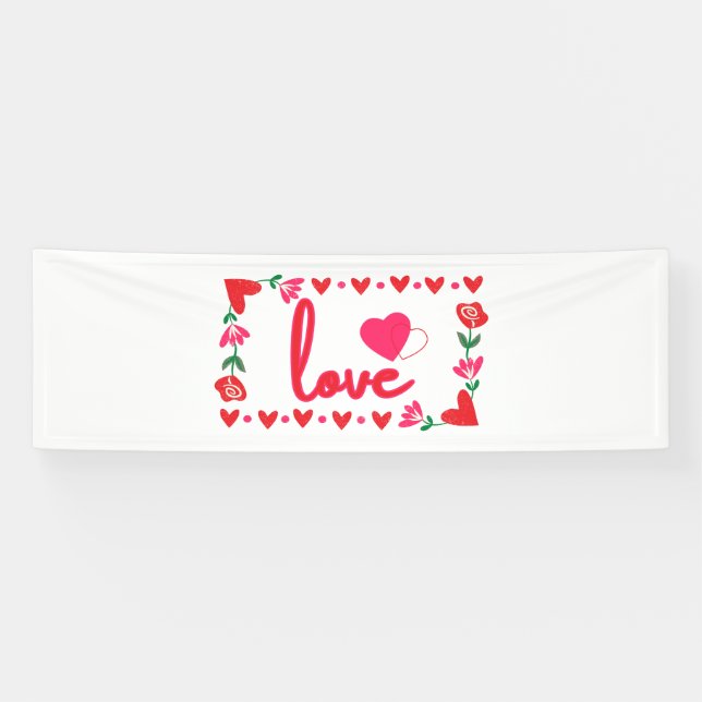 Liebe Valentinstag 2.5x8 Vinyl Banner (Horizontal)
