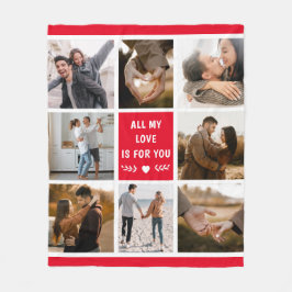 Liebe Valentinstag 8 FotoCollage Rot Fleecedecke