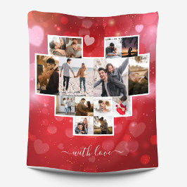 Liebe Valentinstag Foto Collage Rot Fleecedecke