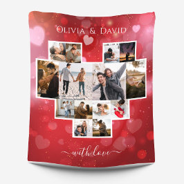 Liebe Valentinstag Foto Collage Rot Fleecedecke