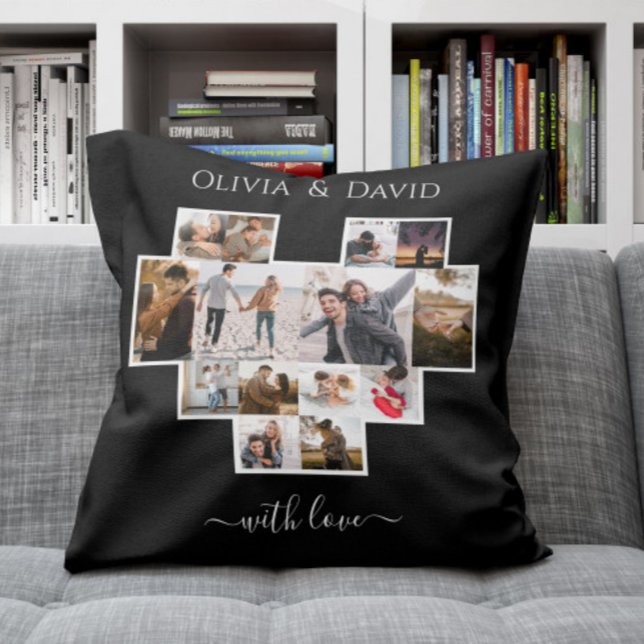 Liebe Valentinstag Foto Collage Schwarz Kissen (Von Creator hochgeladen)