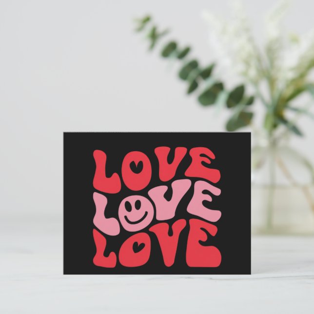 Liebe Valentinstag Groovy Funny Holiday Postkarte (Stehend Vorderseite)