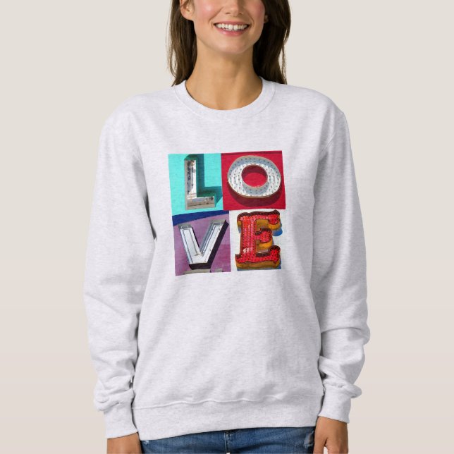 Liebe Valentinstag in Vintagen Schildbriefen Sweatshirt (Vorderseite)