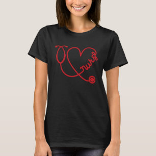 Liebe Valentinstag Krankenschwester Stethoskop Leb T-Shirt