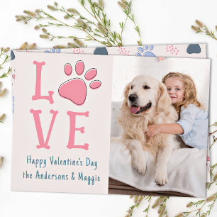 LIEBE Valentinstag Paw Print Custom Pet Dog Foto Feiertagskarte