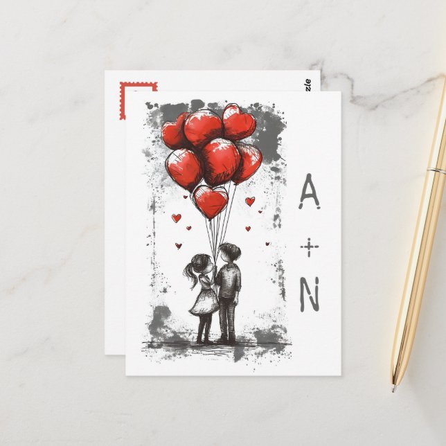 Liebe Valentinstag Postkarte (Vorderseite/Rückseite Beispiel)