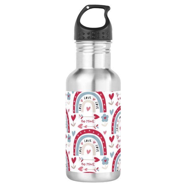 Liebe Valentinstag Rainbow Edelstahlflasche (Vorderseite)