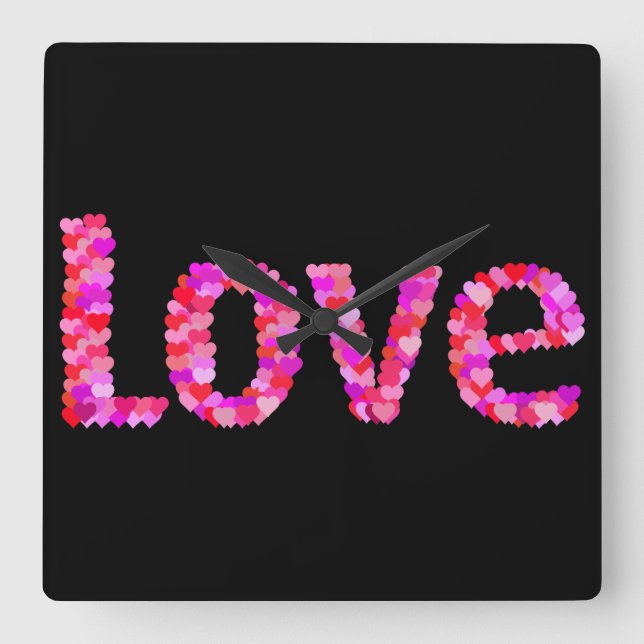 Liebe Valentinstag rosa schwarze Uhr (Vorderseite)