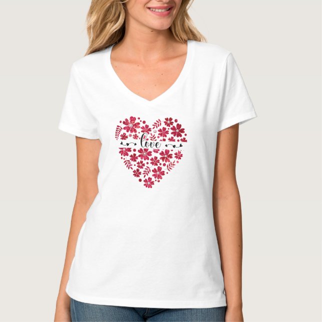 Liebe Valentinstag Roter T - Shirt (Vorderseite)