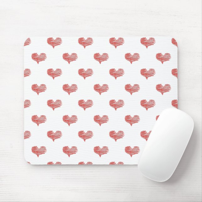 Liebe Valentinstag Rotes Herz Sketch Mousepad (Mit Mouse)