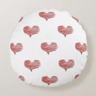 Liebe Valentinstag Rotes Herz Sketch Rundes Kissen
