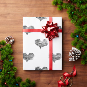 Liebe Valentinstag Schwarzes Herz Skizze Geschenkpapier