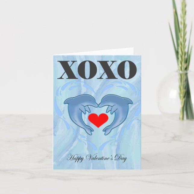 Liebe Valentinstag Xoxo dolphin Feiertagskarte (Vorderseite)