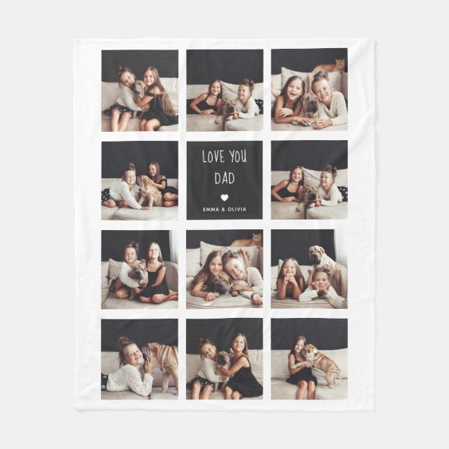 Liebe Vater| Fotosammlung Handgeschriebener Text Fleecedecke (Vorderseite)
