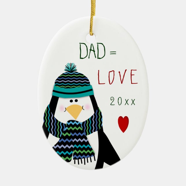 Liebe VATER Penguin-Weihnachtsgeschenk Keramikornament (Vorne)
