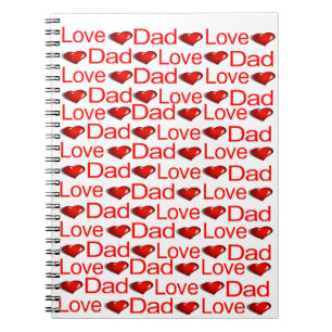 Liebe Vater Rot-Herzen-Notizbuch Notizblock