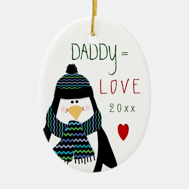 Liebe VATI Penguin-Weihnachtsgeschenk Keramikornament (Vorne)