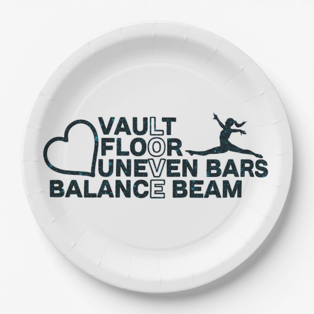 Liebe Vault Floor unneven Bars Balanceblatt Rectan Pappteller (Vorderseite)