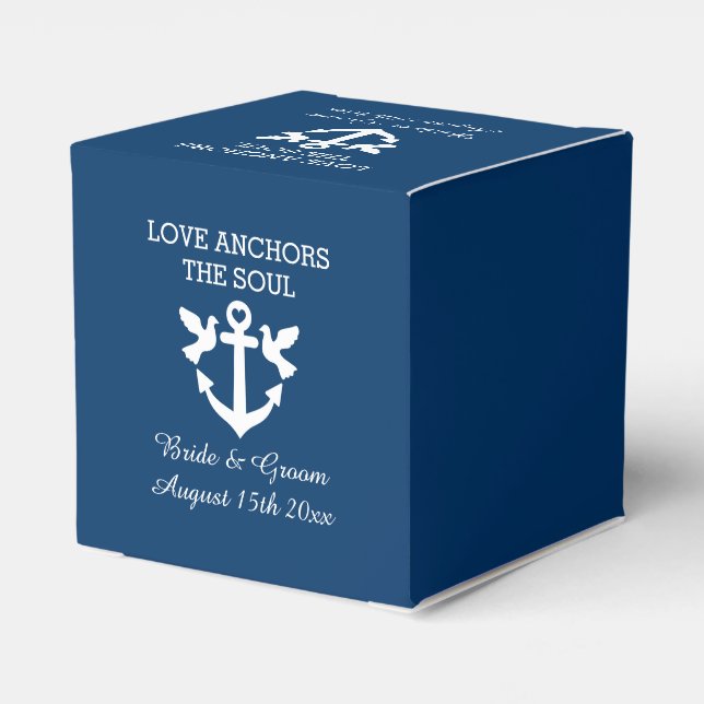 Liebe verankert den niedlichen Hochzeitsslogan Geschenkschachtel (Rückseite)