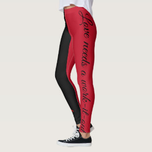 Liebe Verb Work-out Zitat schwarze rote Leggings