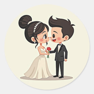 Liebe-Verbindung-Hochzeitsticker Runder Aufkleber