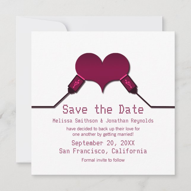 Liebe-Verbindung USB Save the Date Einladung, Fuch Einladung (Vorderseite)