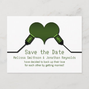 Liebe Verbindung USB Save the Date Postkarte, grün Ankündigungspostkarte