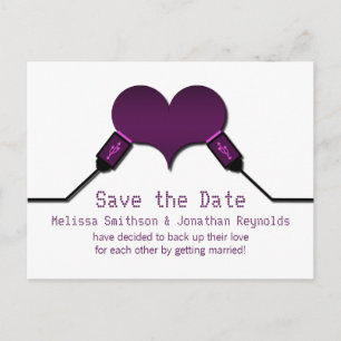 Liebe Verbindung USB Save the Date Postkarte, Lila Ankündigungspostkarte