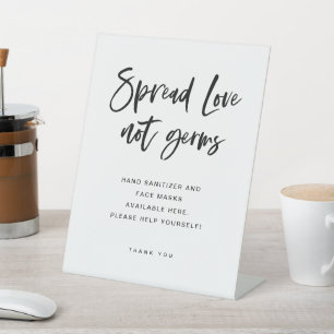 Liebe verbreiten, nicht Keime   Lässige Typografie Sockelschild