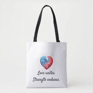 Liebe vereint inspirierende Yin Yang Heart Tote Ta Tasche