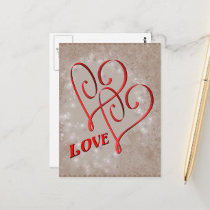 Liebe Verflochtene rote Herzen Postkarte