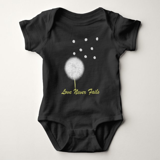 Liebe Versage Dandelion1 Korinther 13 Baby Strampler (Vorderseite)