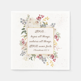Liebe Versage nie Bibel Verse Winter White Roses Serviette