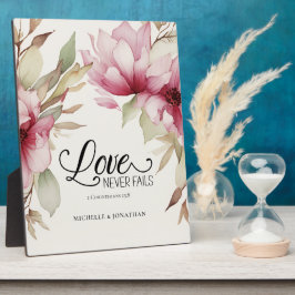 Liebe Versage nie Bibelverse Rosa Blumenhochzeit Fotoplatte