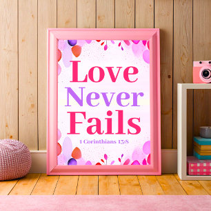 Liebe versage nie Boho Christlich Teen Girl Mauer Poster