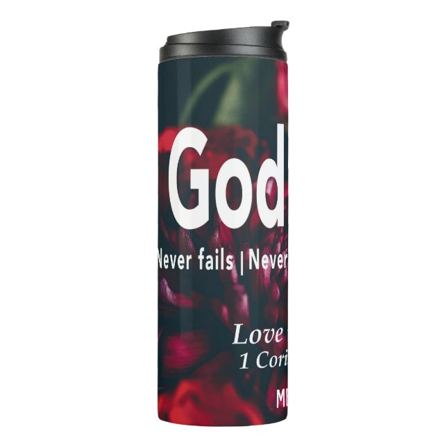 LIEBE VERSAGE NIE Christliches Personalisierte Thermosbecher (Nach links gedreht)