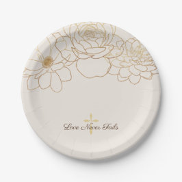 Liebe Versage nie Gold-Blume und Kreuzpapier-Platt Pappteller