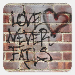 Liebe Versage nie Graffiti Quadratischer Aufkleber