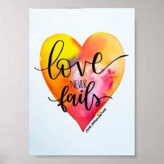 Liebe versage nie - Handgeschriebene Aquarellkunst Poster
