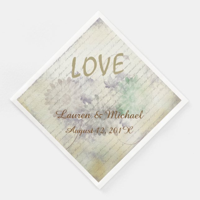 Liebe Versage nie Hochzeit Serviette (Ecke)